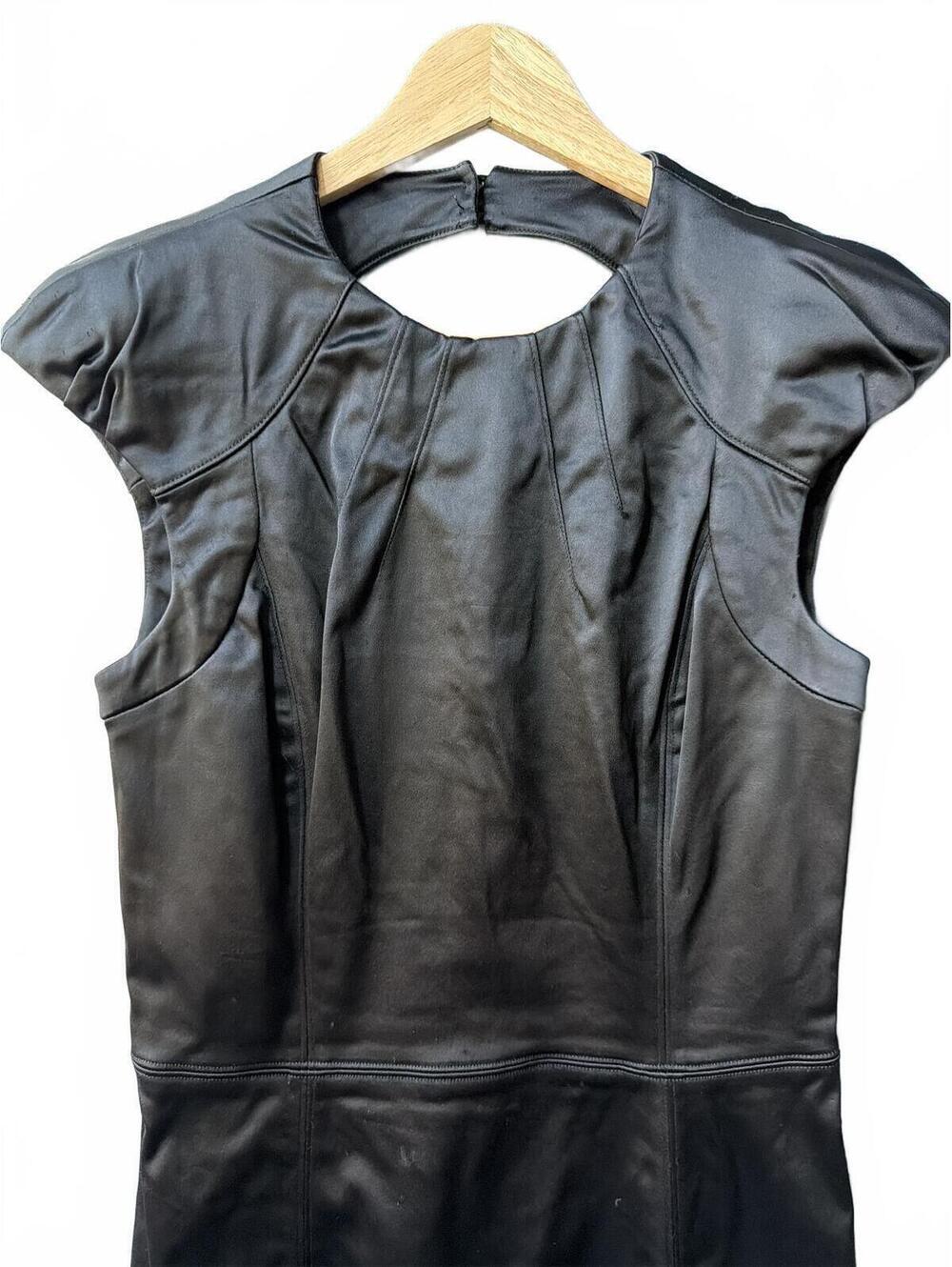 Bebe Black Satin Cutout Midi Dress S - Picture 3 of 9